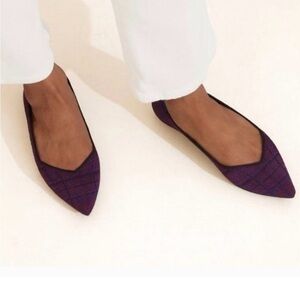 Rothy's limited edition cranberry plaid flats